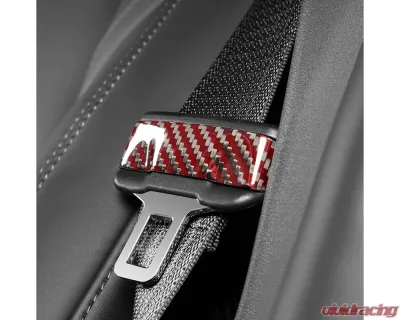 Carbonati Glossy Red Real Molded Dry Carbon Fiber Seat Belt Decorative Tesla Model 3 | Model Y 2017+ - 930135