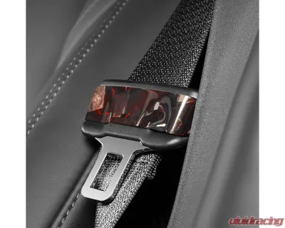 Carbonati Glossy Red Real Molded Forged Carbon Fiber Seat Belt Decorative Tesla Model 3 | Model Y 2017+ - 930140