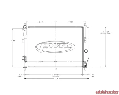 PWR 55mm Performance Radiator w/ OEM Fans Shroud Chevrolet Corvette C6 2005-2012 - 25-00202