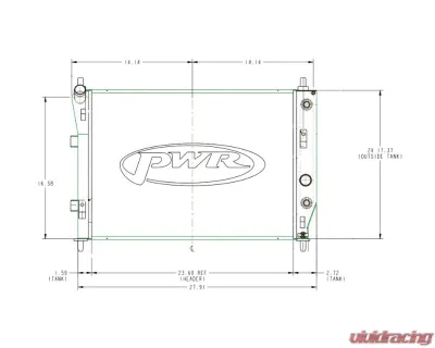 PWR 55mm Performance Radiator OEM Fans Shroud w/ TOC Chevrolet Corvette C6 2005-2012 - 25-00203