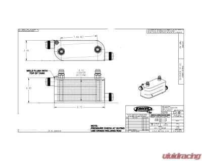 PWR Performance Water to Oil Cooler Aluminum 18 Plate -20 AN Inlet & Outlet - 40-00013