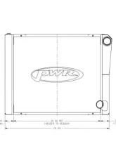 PWR Dirt Modified Radiator Double Pass Closed 55mm 24" x 19" 1-3/4" Low Outlet                                     - 915-24191 - Image 3