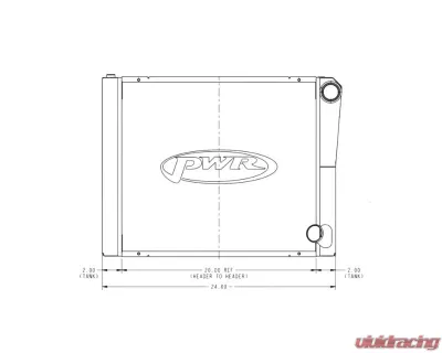 PWR Dirt Modified Radiator Double Pass Closed 55mm 24" x 19" 1-3/4" Low Outlet - 915-24191