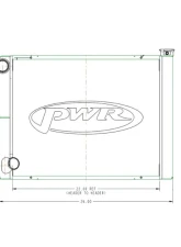 PWR Dirt Modified Radiator Double Pass Open Ford 42mm 26" x 19" 1-3/4" Low Outlet                                     - 915-26194 - Image 3