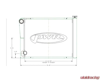 PWR Dirt Modified Radiator Double Pass Open Ford 42mm 26" x 19" 1-3/4" Low Outlet - 915-26194