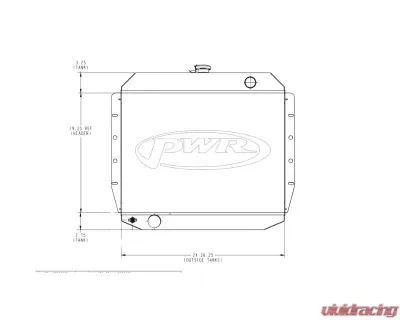 PWR 55mm Performance Radiator OEM Mounting Use w/ SPAL Fans Ford F-100 | F-150 1967-1979 - CR-UC-SPR038B