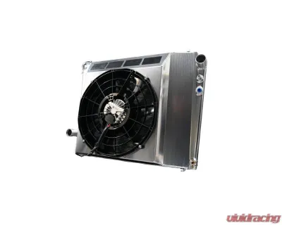 PWR 32mm Performance Radiator Module w/ 14" SPAL 500W Brushless Fans Ford Bronco 5.0 Coyote 1966-1977 - CR-UC-SPR051C-00