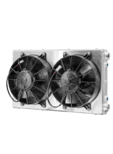 PWR 42mm Universal Oil Cooler Module 23" x 13.00" w/ Dual 10" SPAL Fans -12 AN Port Inlet & Outlet                                     - CR-UC-SQC006B - Image 2