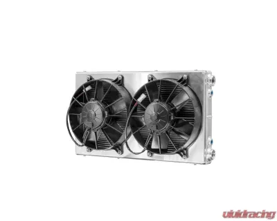 PWR 42mm Universal Oil Cooler Module 23" x 13.00" w/ Dual 10" SPAL Fans -12 AN Port Inlet & Outlet - CR-UC-SQC006B