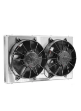 PWR 42mm Universal Oil Cooler Module 23" x 13.00" w/ Dual 10" SPAL Fans -12 AN Port Inlet & Outlet                                     - CR-UC-SQC006B - Image 2