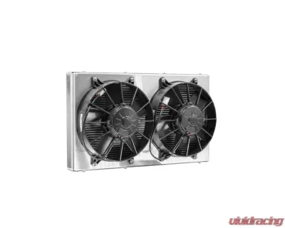 PWR 42mm Universal Oil Cooler Module 23" x 13.00" w/ Dual 10" SPAL Fans -12 AN Port Inlet & Outlet - CR-UC-SQC006B