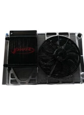 PWR 42mm Radiator Module Ext. Tube Closed 27.5" x 19" w/ EOC w/ 14" SPAL Fan -20 AN Port Inlet 1-3/4 Outlet Chevrolet Late Model                                     - CR-UC-WPR009B - Image 4