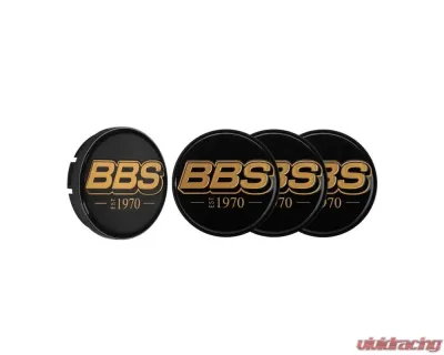 BBS Unlimited 70.6mm 2D "est.1970" Embossed Black | Gold Center Cap Set - HW58071039.4