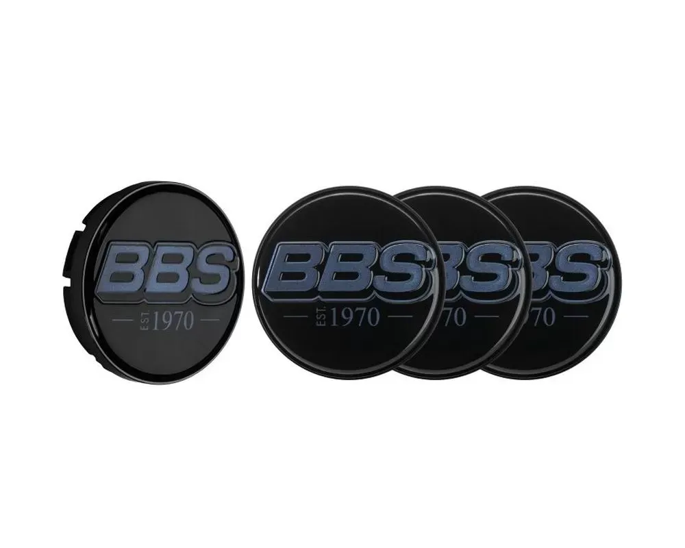 BBS Unlimited 56mm 2D "est.1970" Embossed Black | Indigo Blue Center Cap Set - HW58071042.4