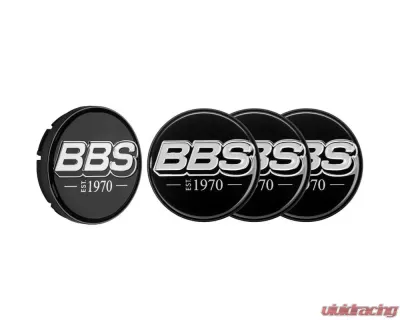 BBS Unlimited 70.6mm 2D "est.1970" Embossed Black | Platinum Silver Center Cap Set - HW58071045.4