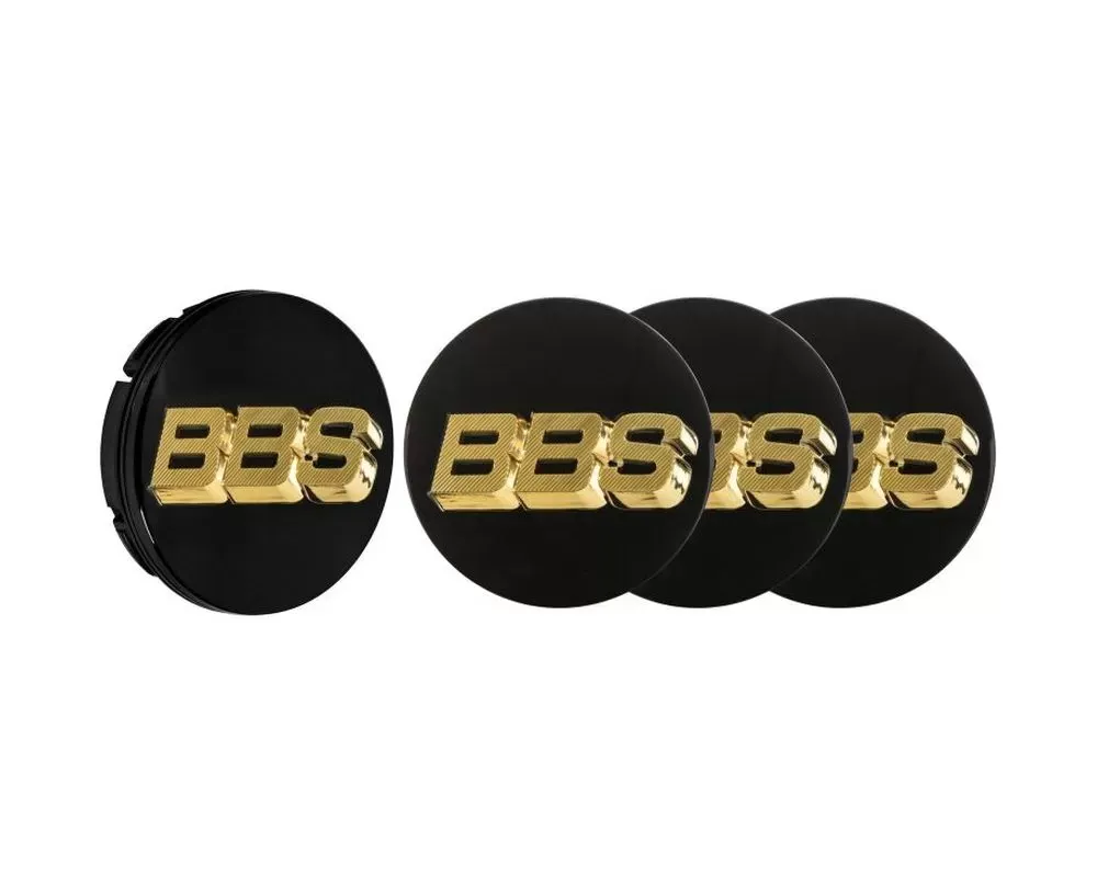 BBS Unlimited 56mm 3D Floating Black | Gold Center Cap Set - HW58071047.4