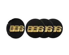 BBS Unlimited 56mm 3D Floating Black | Gold Center Cap Set
