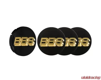 BBS Unlimited 56mm 3D Floating Black | Gold Center Cap Set - HW58071047.4