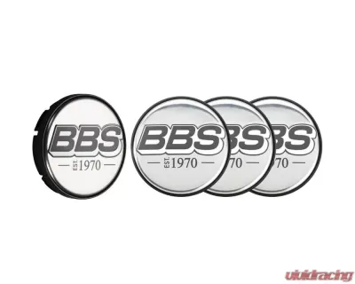BBS Unlimited 56mm 2D "est.1970" Embossed Chrome | Grey Center Cap Set - HW58071058.4