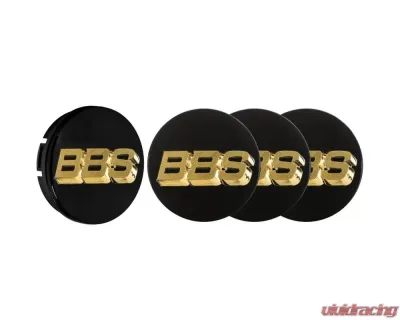BBS Unlimited 70.6mm 3D Black | Gold Center Cap Set - HW58071070.4