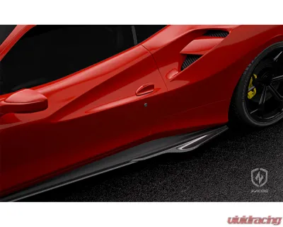 Zacoe Carbon Fiber 4pc Side Skirts Set Ferrari 488 GTB 2015-2021 - FR-488-SS/L-01