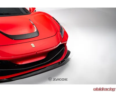 Zacoe Carbon Fiber 3pc Front Lip Set Ferrari F8 Tributo 2020-2022 - FR-F8-FL-01