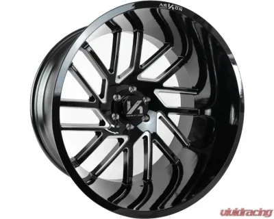 Arkon Off-Road Mandela Wheel 24x14 6x5.5 -81 Left Directional Gloss Black w/ Milled Edges - K15124408343L