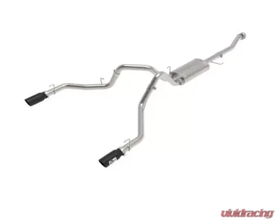 aFe Power Vulcan Series 3" 304 Stainless Steel Catback Exhaust System with Rear Exit Black Tip Ford F-150 V6-2.7L tt | 3.5L tt | V8-5.0L 2021-2024 - 49-33127-B