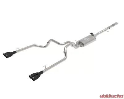 aFe Power Gemini XV 3" to Dual 2-1/2" 304 Stainless Steel Catback Exhaust System with Cut-Out Black Tips GM Silverado | Sierra 1500 V8-5.3L 2019-2024 - 49-34139-B