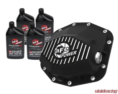 aFe Power Pro Series Rear Differential Cover Black w/ Machined Fins & Gear Oil Ram TRX V8 6.2L 2021-2024 - 46-71281B