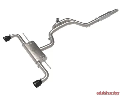 aFe Power Gemini XV 3" to 2-1/2" 304 Stainless Steel Catback Exhaust System with Cut-Out Black Tips Volkswagen GTI Gas L4-2.0L t 2022-2024 - 49-36451-B