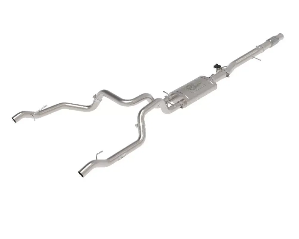 aFe Gemini XV 4" to Dual 3" 304 Stainless Steel Catback Exhaust System with Cut-Out GM Silverado | Sierra 1500 V8-6.2L 2019-2024 - 49-34140