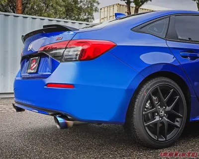 Takeda 2-1/2" to 3" 304 Stainless Steel Catback Exhaust System with Blue Flame Tip Acura Integra | Honda Civic Si L4-1.5L t 2022-2024 - 49-36630-L