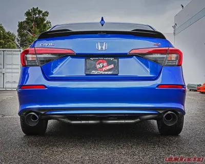 Takeda 2-1/2" to 3" 304 Stainless Steel Catback Exhaust System with Blue Flame Tip Acura Integra | Honda Civic Si L4-1.5L t 2022-2024 - 49-36630-L