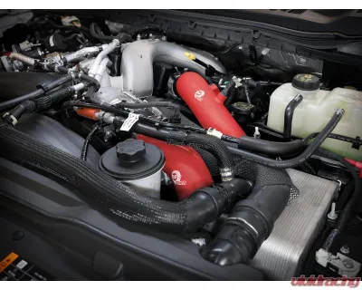 aFe Power BladeRunner Red Aluminum Hot and Cold Charge Pipe Kit Ford Diesel Trucks V8-6.7L td High Output 2023-2024 - 46-20684-R
