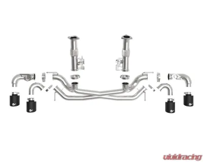 aFe Power Mach Force-XP 304 Stainless Steel Catback Exhaust with Black Tips with NPP without Muffler Chevrolet Corvette C8 V8-6.2L 2020-2024 - 49-34124NM-B