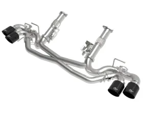aFe Power Mach Force-XP 304 Stainless Steel Catback Exhaust with Black Tips with NPP without Muffler Chevrolet Corvette C8 V8-6.2L 2020-2024