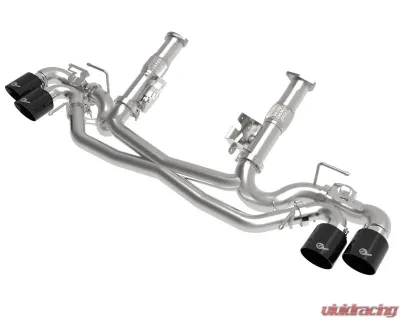 aFe Power Mach Force-XP 304 Stainless Steel Catback Exhaust with Black Tips with NPP without Muffler Chevrolet Corvette C8 V8-6.2L 2020-2024 - 49-34124NM-B