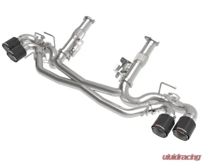 aFe Power Mach Force-XP 304 Stainless Steel Catback Exhaust with Carbon Fiber Tips with NPP without Muffler Chevrolet Corvette C8 V8-6.2L 2020-2024 - 49-34124NM-C