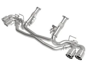 aFe Power Mach Force-XP 304 Stainless Steel Catback Exhaust Polished Tips with NPP without Muffler Chevrolet Corvette C8 V8-6.2L 2020-2024