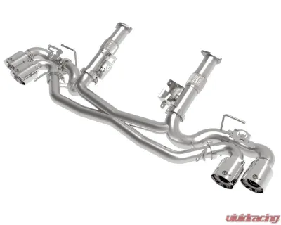 aFe Power Mach Force-XP 304 Stainless Steel Catback Exhaust Polished Tips with NPP without Muffler Chevrolet Corvette C8 V8-6.2L 2020-2024 - 49-34124NM-P