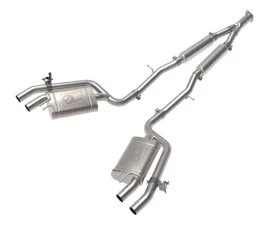 AFE Gemini XV 3 IN to Dual 2-1/2 IN 304 Stainless Steel Cat-Back Exhaust System with Cut-Out Kia Stinger Gas L4-2.5L t 2022-2023