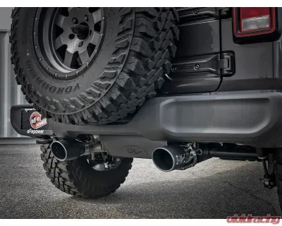 aFe Power Rebel Series 2-1/2" 304 Stainless Steel Catback Exhaust System with Black Tips Jeep WranglerJL V6-3.6L 2018-2024 - 49-38066-B