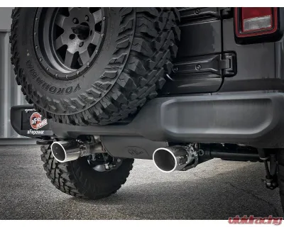 aFe Power Rebel Series 2-1/2" 304 Stainless Steel Catback Exhaust System with Polished Tips Jeep WranglerJL V6-3.6L 2018-2024 - 49-38066-P