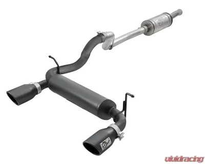 aFe Power Rebel Series 2-1/2" 409 Stainless Steel Caback Exhaust System with Black Tips Jeep Wrangler JL V6-3.6L 2018-2024 - 49-48066-B