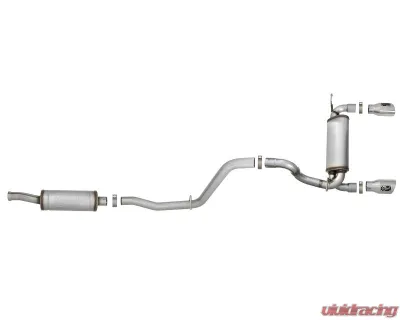 aFe Power Rebel Series 2-1/2" 409 Stainless Steel Caback Exhaust System with Polished Tips Jeep Wrangler JL V6-3.6L 2018-2024 - 49-48066-P