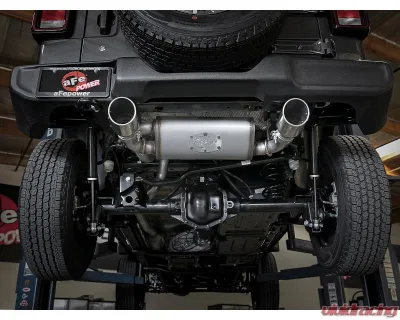 aFe Power Rebel Series 2-1/2" 409 Stainless Steel Caback Exhaust System with Polished Tips Jeep Wrangler JL V6-3.6L 2018-2024 - 49-48066-P