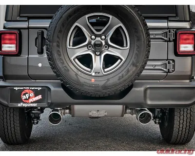 aFe Power Rebel Series 2-1/2" 409 Stainless Steel Caback Exhaust System with Polished Tips Jeep Wrangler JL V6-3.6L 2018-2024 - 49-48066-P