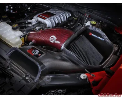 aFe Power Track Series Red Kevlar Carbon Fiber Cold Air Intake System with Black Pro 5R Filter Ford F-150 Raptor R V8-5.2L sc 2023-2024 - 57-10030KR