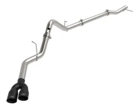 aFe Rebel XD Series 3 IN 304 Stainless Steel DPF-Back Exhaust w/Dual Black Tips GM Diesel Trucks 2023-2024